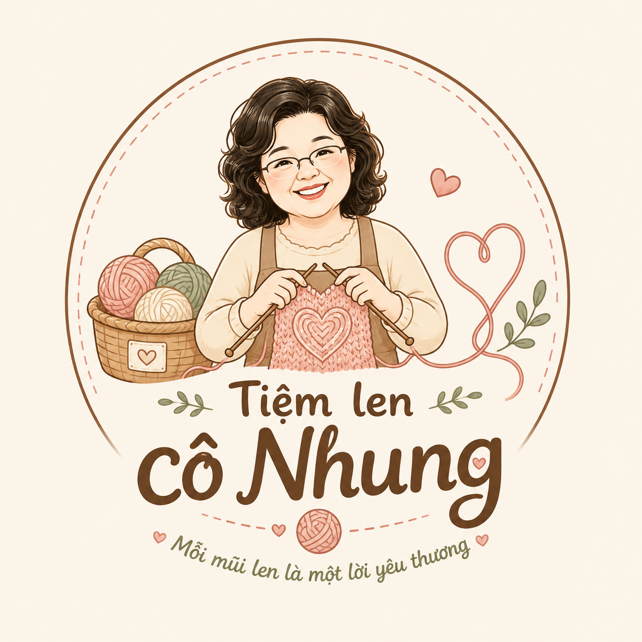 Cô Nhung mỉm cười bên những cuộn len